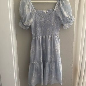 Silk Lucie Smocked Mini Dress in Moody Blooms